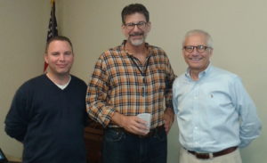 Dan Lieb (center) with Mickey DiCamillo and Lenny Wagner of the Historical Society.