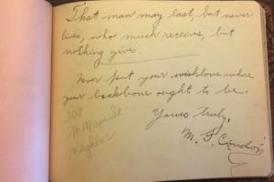 Page from Anna Sutton's Autographs Book.Click to enlarge.